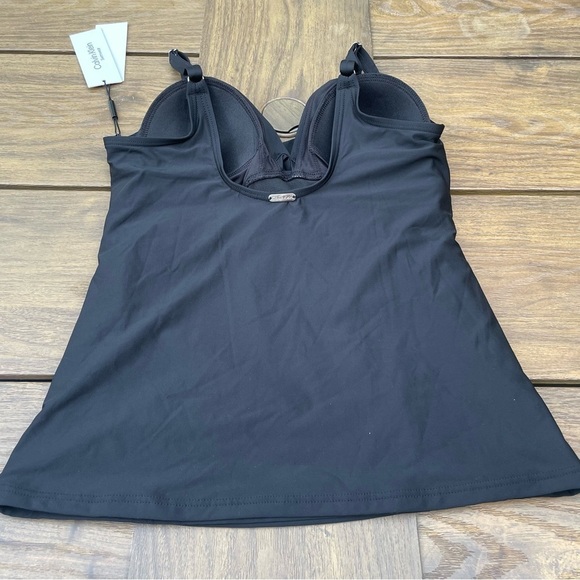 Calvin Klein Tankinni black Shirred Tummy-Control Tankini Top Medium slimming - Picture 8 of 8